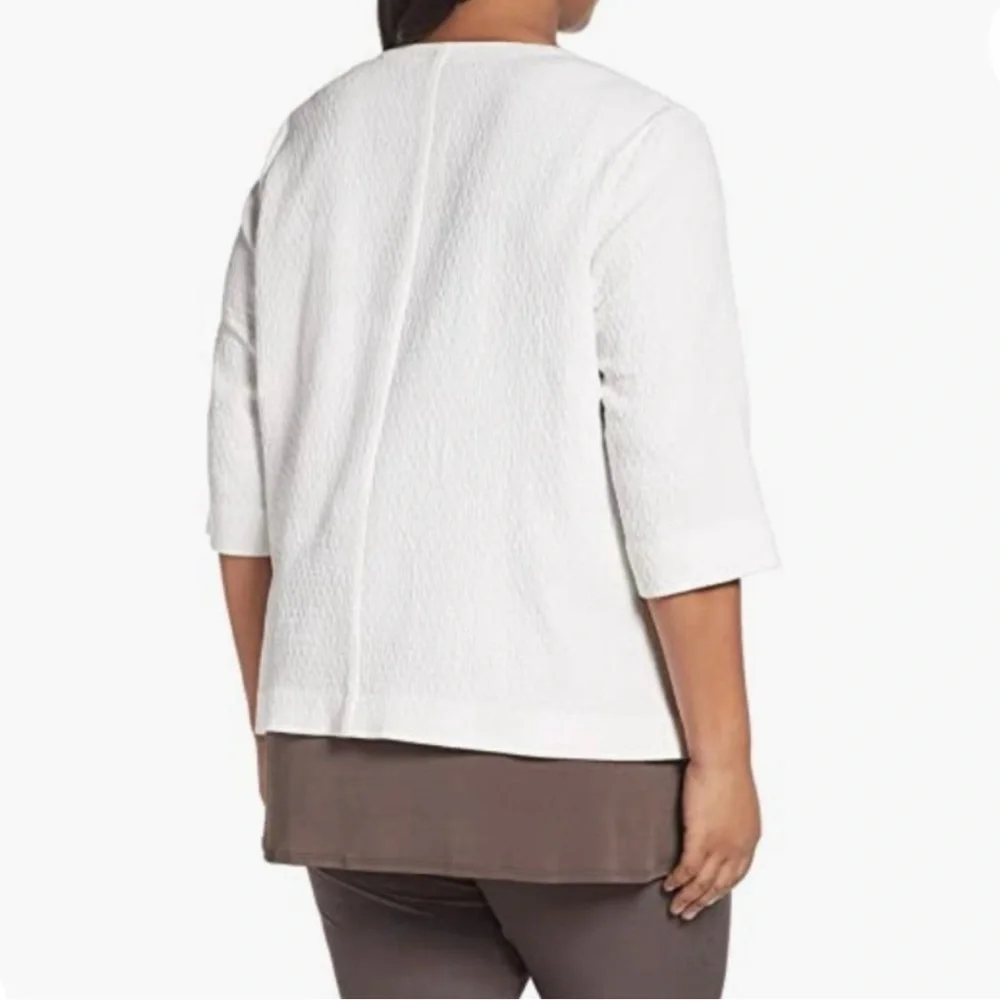 Eileen Fisher Organic Cotton Double Weave White Crinkle Jacket S Minimalist - Picture 10 of 11